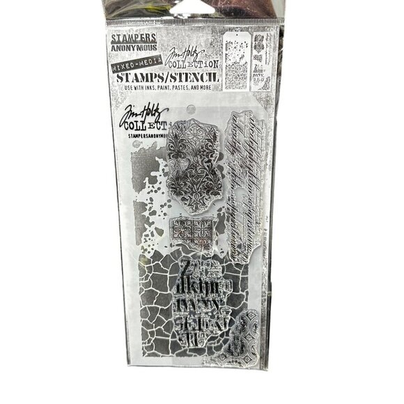 Tim Holtz Mixed Media Clear Stamps Stencil Background Grime Crackle New THMM123 - Picture 7 of 8